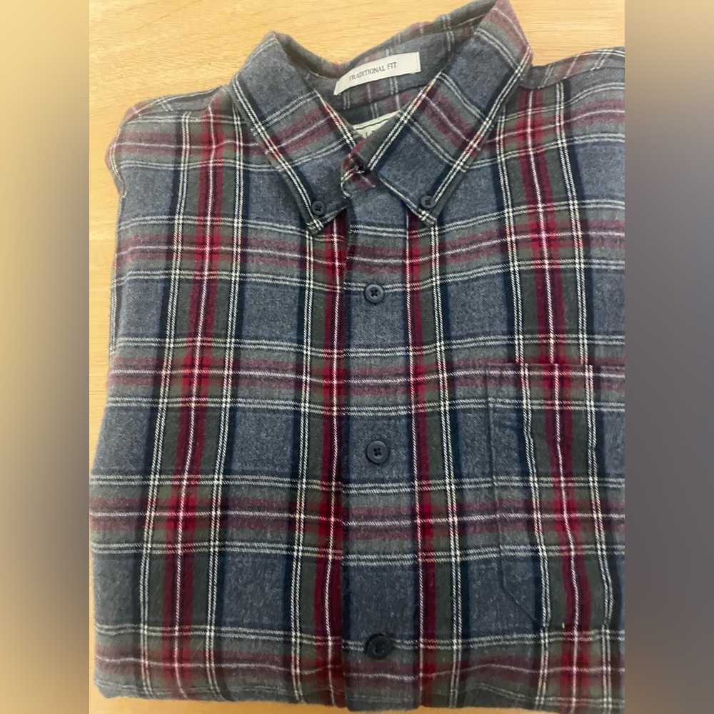 L.L. Bean Classic Red and Gray Flannel Shirt